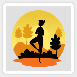 Silhouette of a female doing pilates and yoga. Sticker